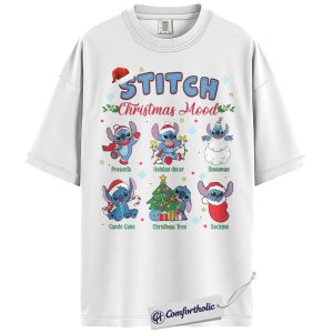 Alternative view of Lilo and Stitch Shirt, Disney Christmas T-Shirt, Animated Graphic Tee, Christmas Comfort Colors Shirt