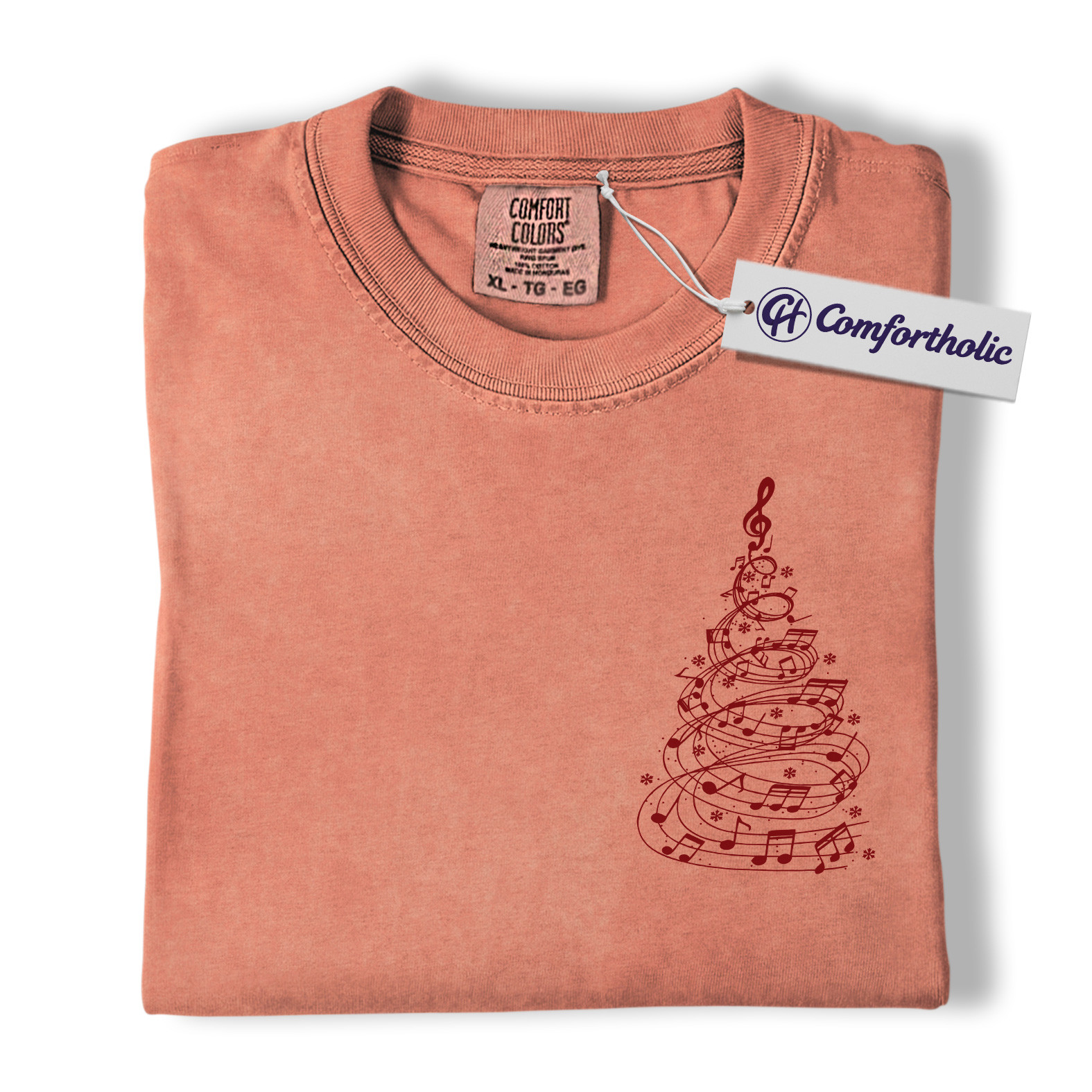 Music Note Christmas Tree Shirt, Choir Teacher Holiday T-Shirt, Minimalist Music Lover Graphic Tee, Gift for Musicians & Singers, Christmas Comfort Colors Shirt - Image 7