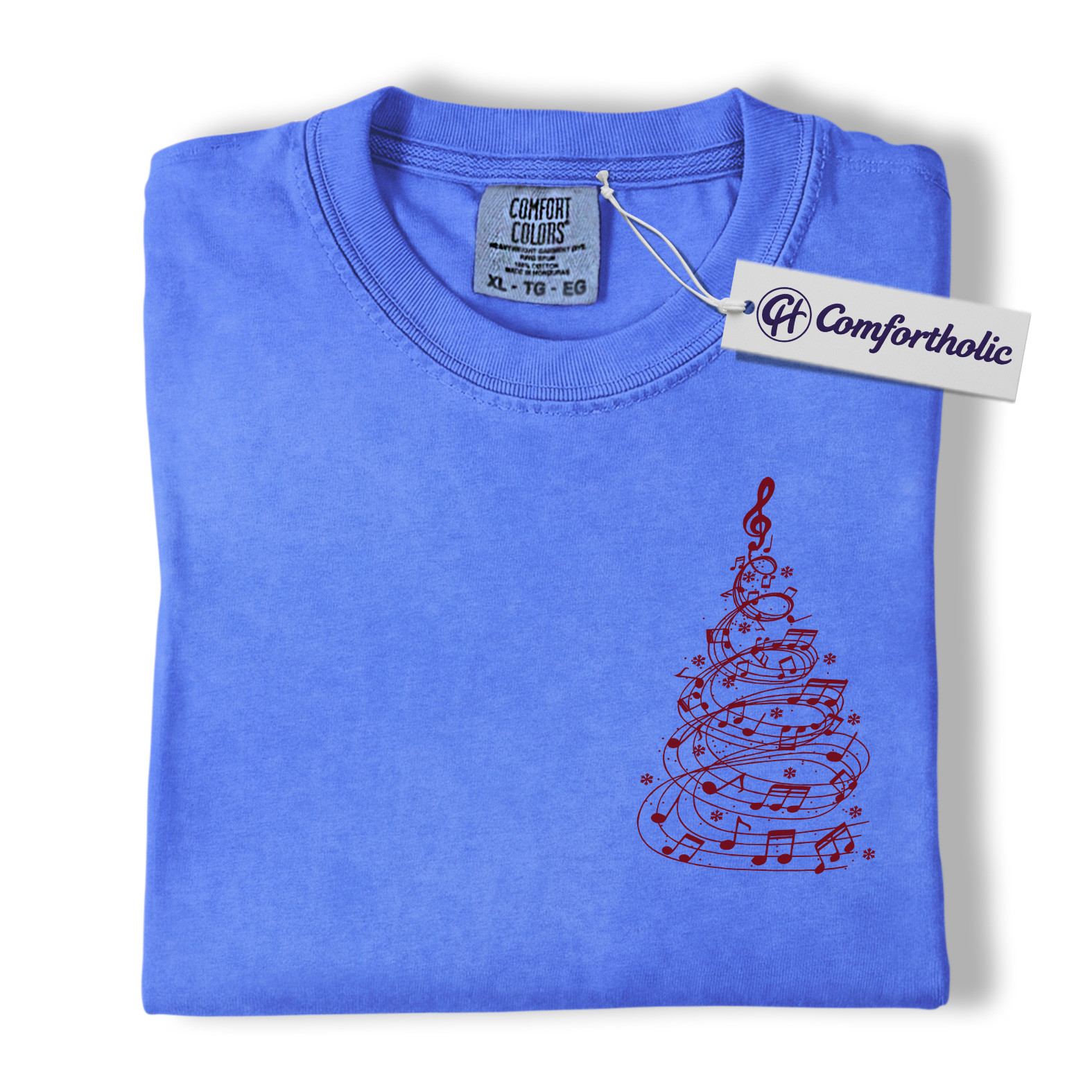 Music Note Christmas Tree Shirt, Choir Teacher Holiday T-Shirt, Minimalist Music Lover Graphic Tee, Gift for Musicians & Singers, Christmas Comfort Colors Shirt - Image 12