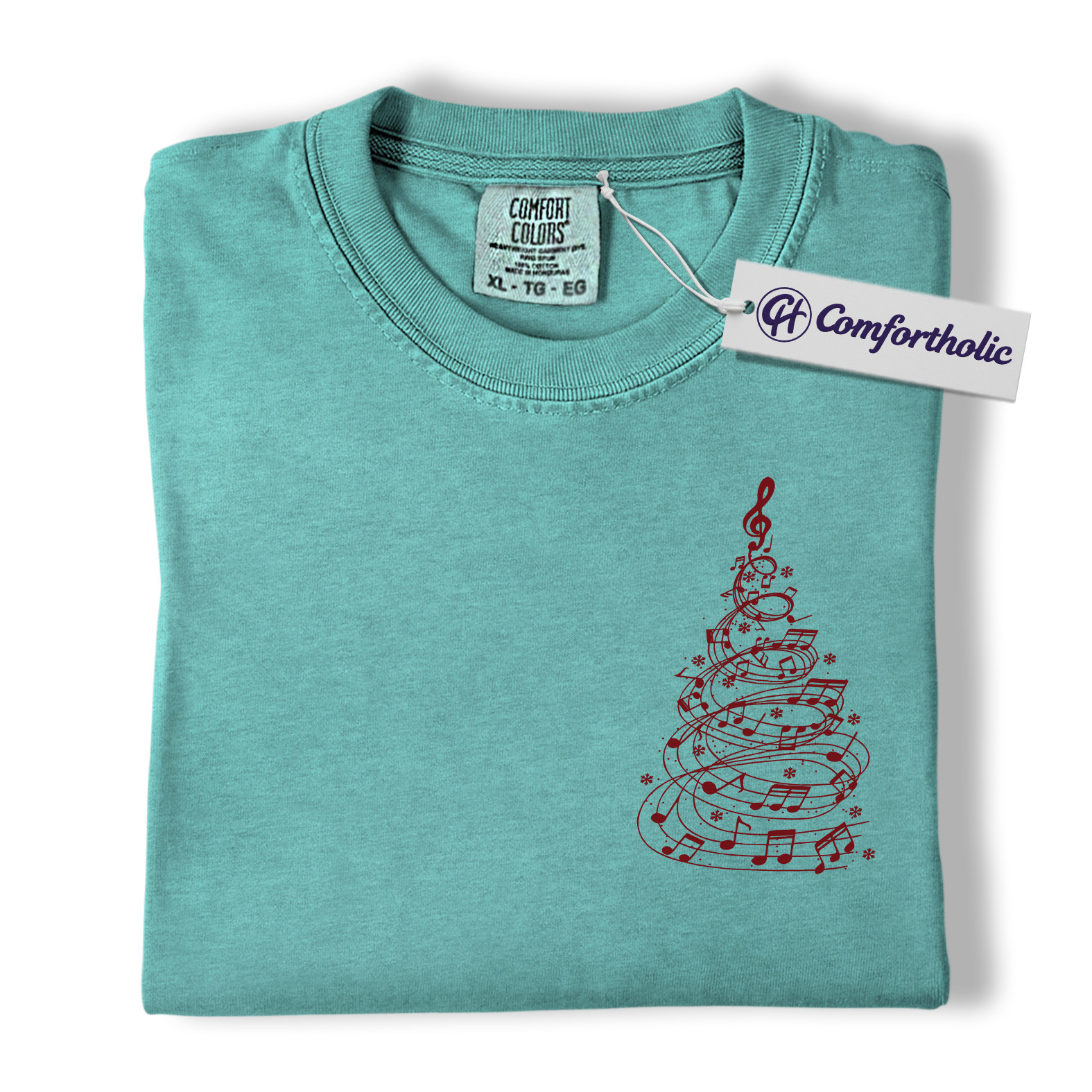 Music Note Christmas Tree Shirt, Choir Teacher Holiday T-Shirt, Minimalist Music Lover Graphic Tee, Gift for Musicians & Singers, Christmas Comfort Colors Shirt - Image 13