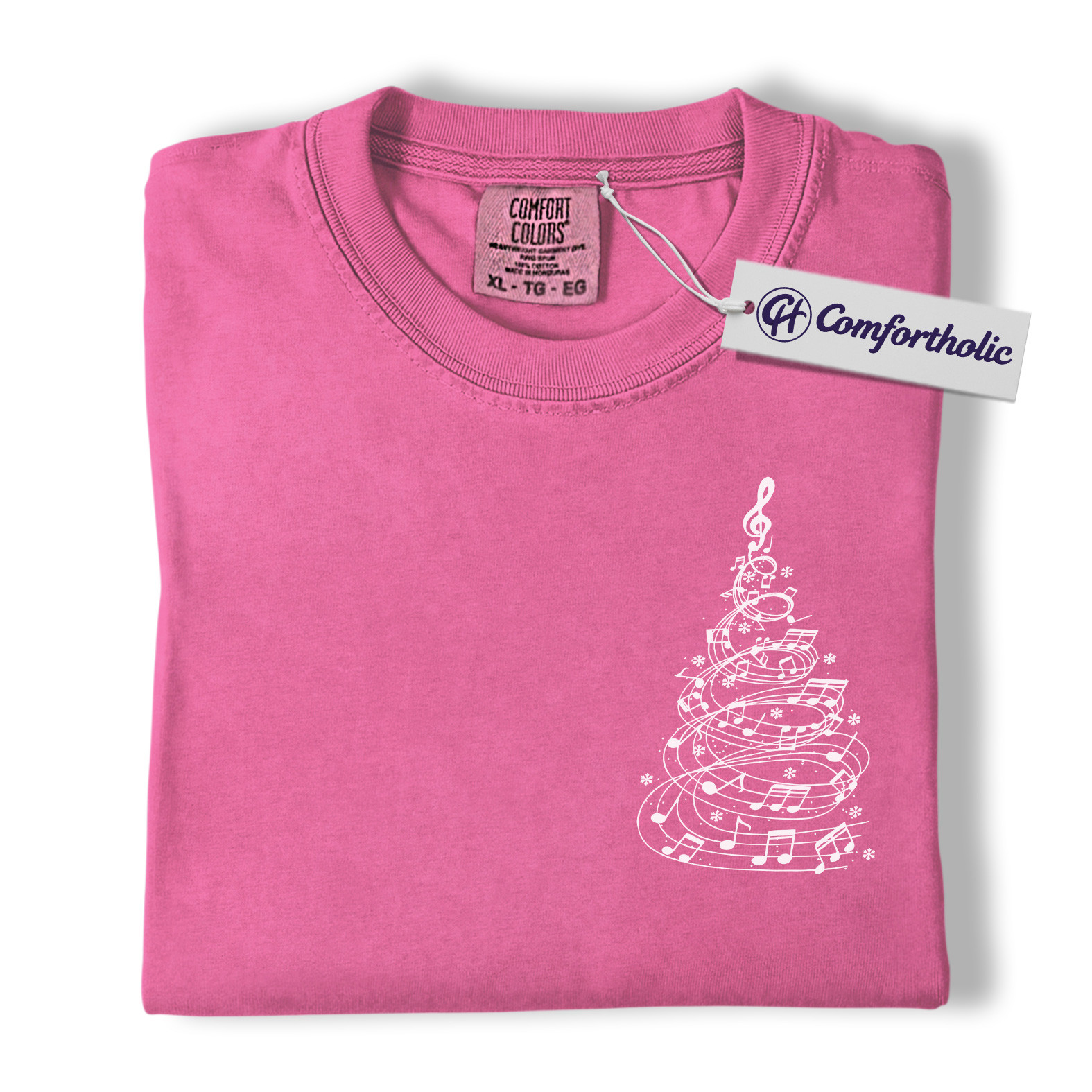 Music Note Christmas Tree Shirt, Choir Teacher Holiday T-Shirt, Minimalist Music Lover Graphic Tee, Gift for Musicians & Singers, Christmas Comfort Colors Shirt - Image 16