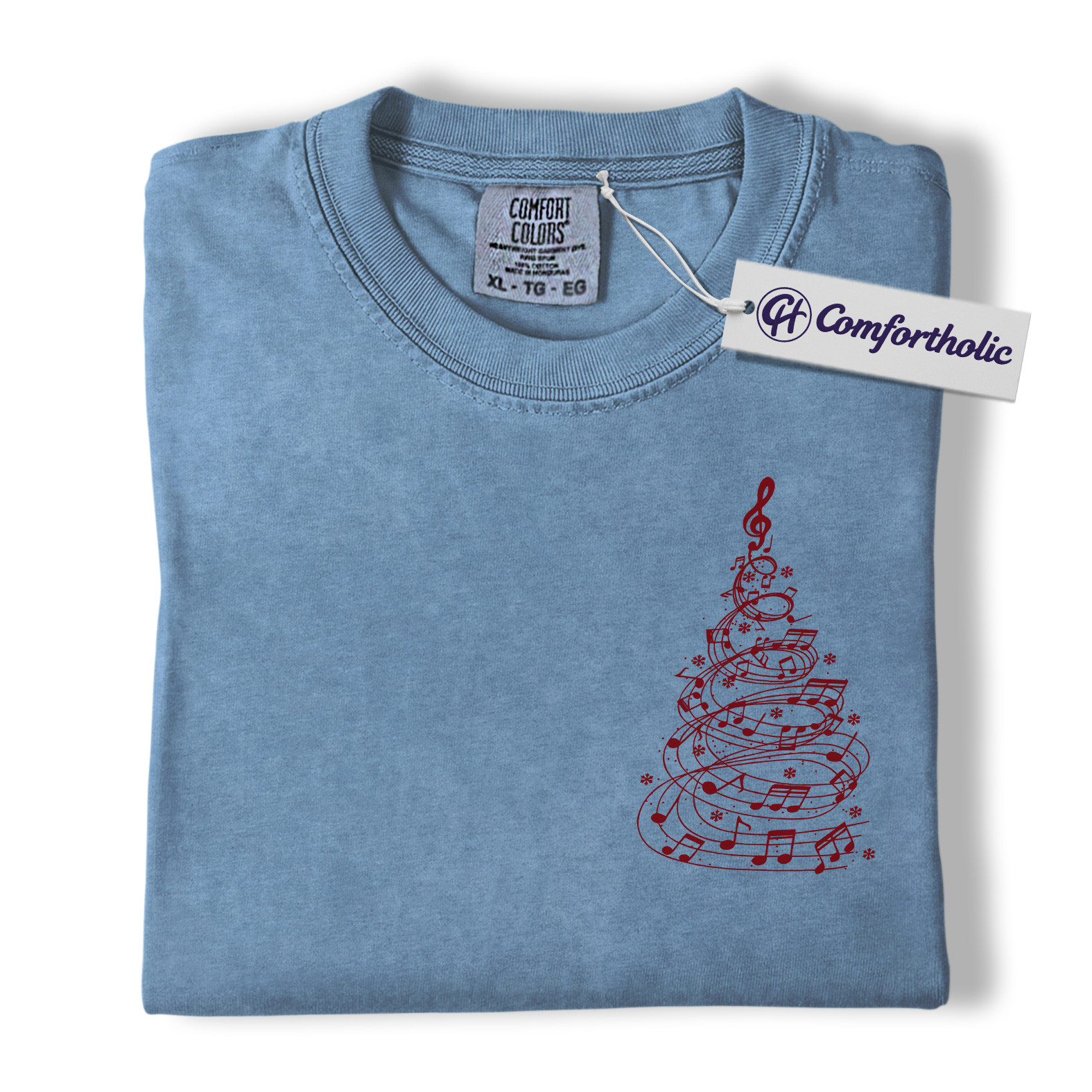 Music Note Christmas Tree Shirt, Choir Teacher Holiday T-Shirt, Minimalist Music Lover Graphic Tee, Gift for Musicians & Singers, Christmas Comfort Colors Shirt - Image 17