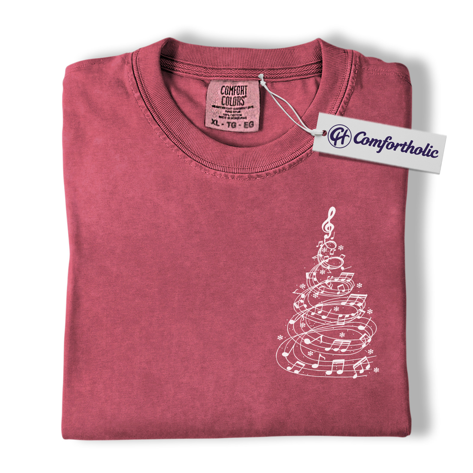 Music Note Christmas Tree Shirt, Choir Teacher Holiday T-Shirt, Minimalist Music Lover Graphic Tee, Gift for Musicians & Singers, Christmas Comfort Colors Shirt - Image 18