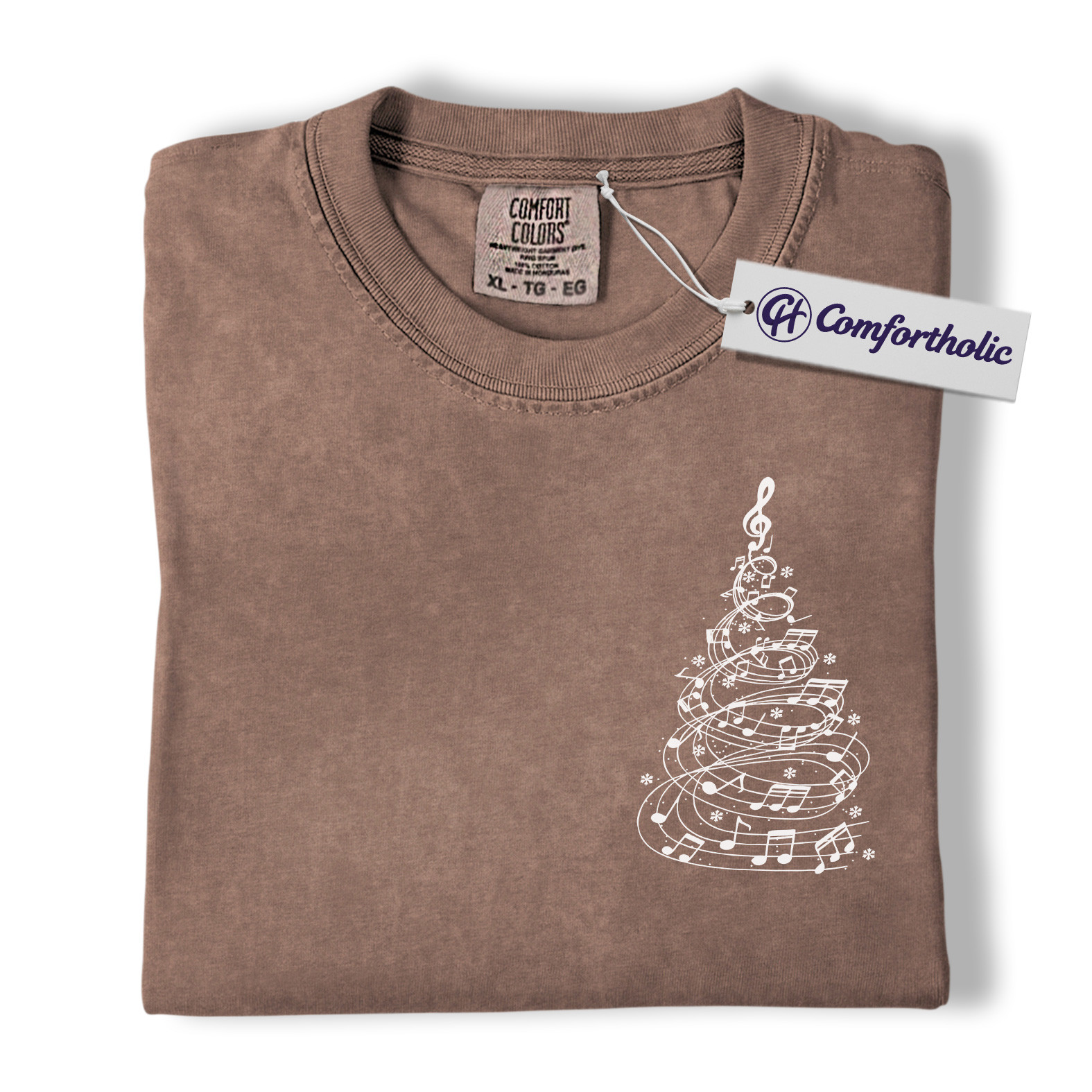 Music Note Christmas Tree Shirt, Choir Teacher Holiday T-Shirt, Minimalist Music Lover Graphic Tee, Gift for Musicians & Singers, Christmas Comfort Colors Shirt - Image 19