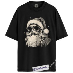 Alternative view of Cool Santa Shirt, Hipster Christmas T-Shirt, Vintage Holiday Graphic Tee, Funny Gift for Men & Women, Christmas Comfort Colors Shirt