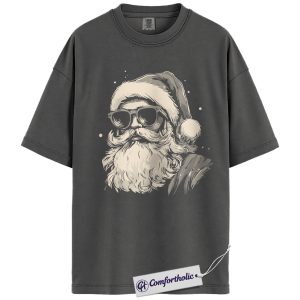 Cool Santa Shirt, Hipster Christmas T-Shirt, Vintage Holiday Graphic Tee, Funny Gift for Men & Women, Christmas Comfort Colors Shirt