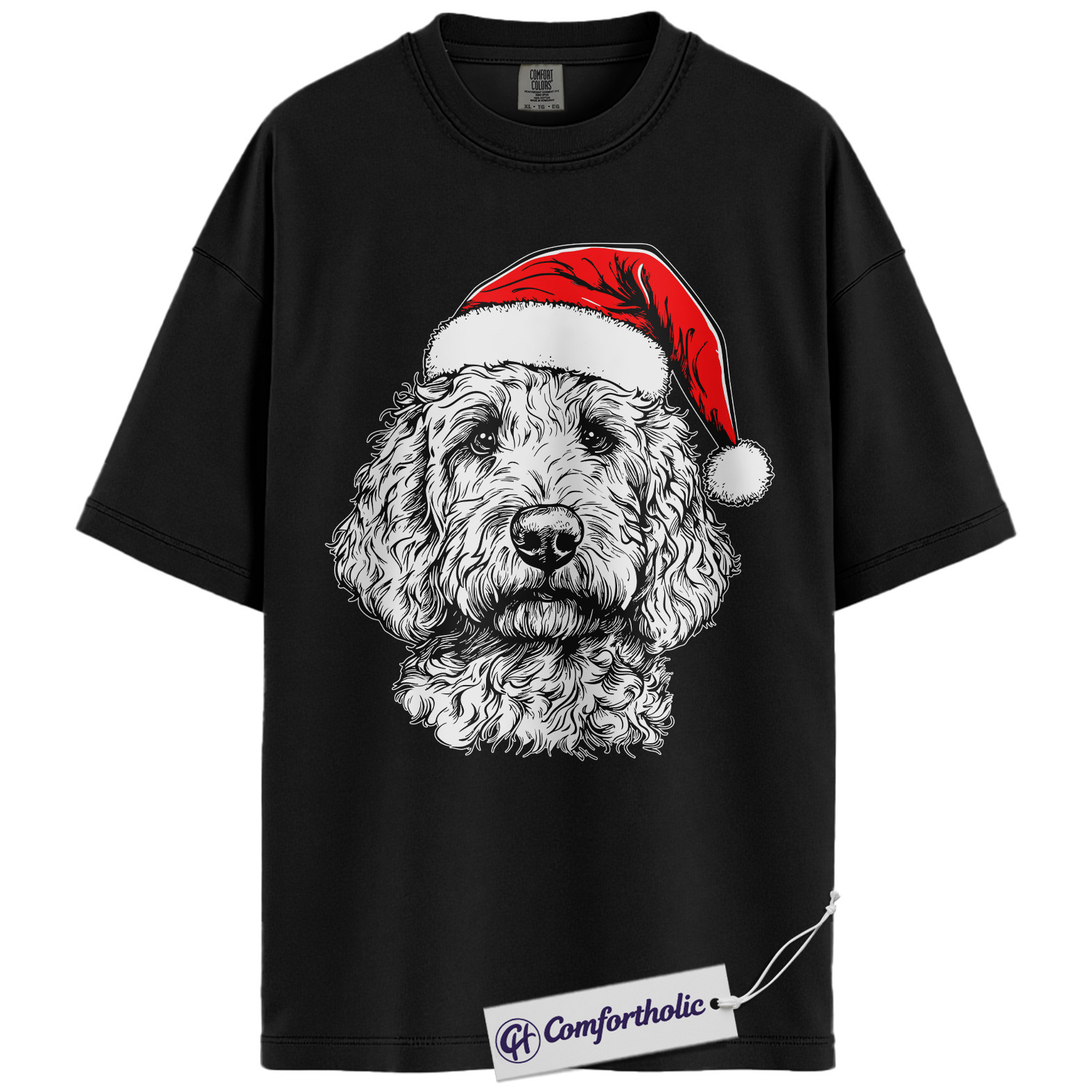Goldendoodle Christmas Shirt, Santa Dog Holiday T-Shirt, Cute Doodle Lover Graphic Tee, Festive Gift for Dog Lovers, Christmas Comfort Colors Shirt - Image 3