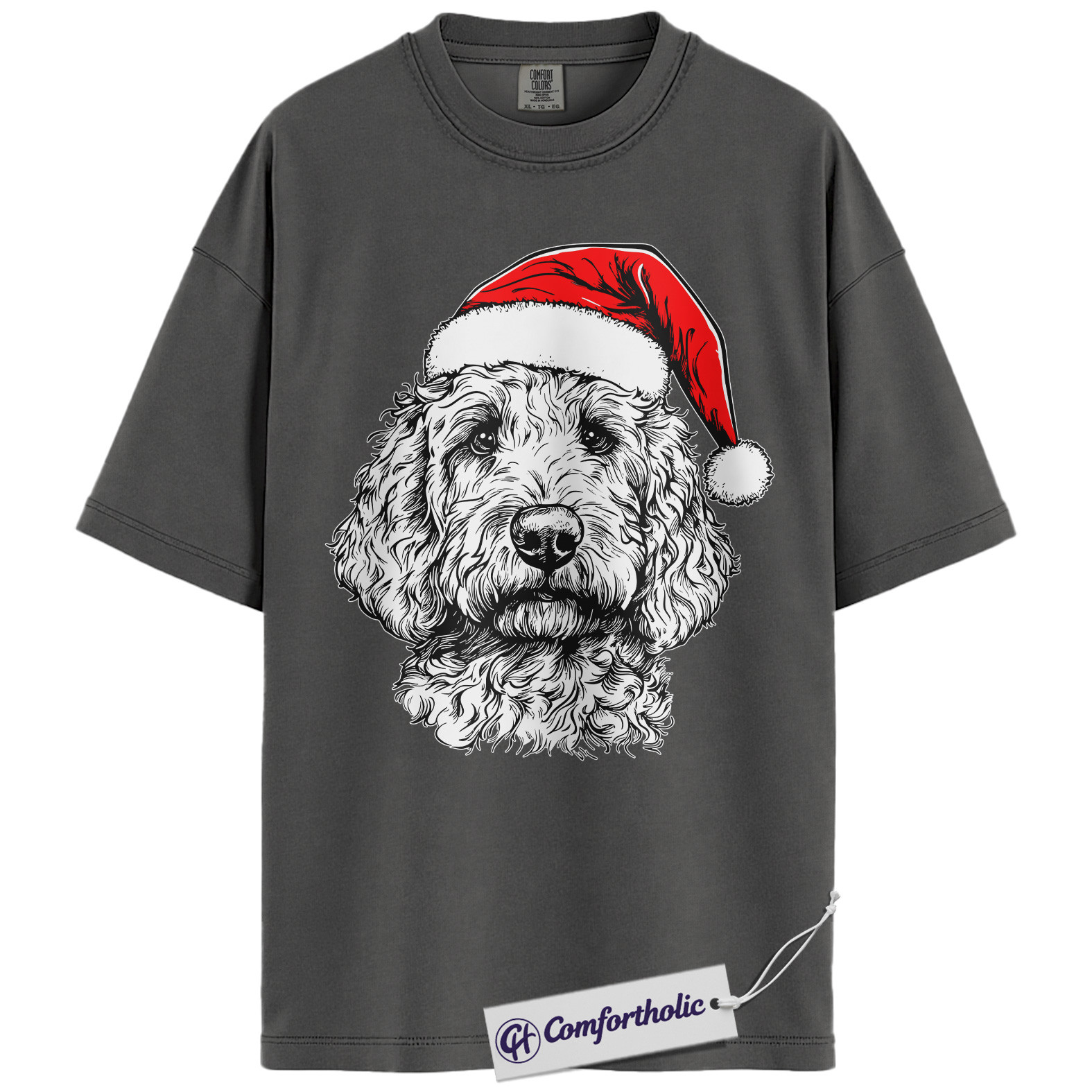 Goldendoodle Christmas Shirt, Santa Dog Holiday T-Shirt, Cute Doodle Lover Graphic Tee, Festive Gift for Dog Lovers, Christmas Comfort Colors Shirt - Image 4