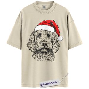 Goldendoodle Christmas Shirt, Santa Dog Holiday T-Shirt, Cute Doodle Lover Graphic Tee, Festive Gift for Dog Lovers, Christmas Comfort Colors Shirt