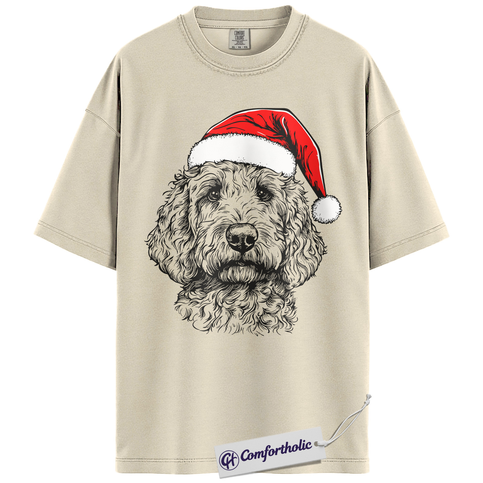 Goldendoodle Christmas Shirt, Santa Dog Holiday T-Shirt, Cute Doodle Lover Graphic Tee, Festive Gift for Dog Lovers, Christmas Comfort Colors Shirt