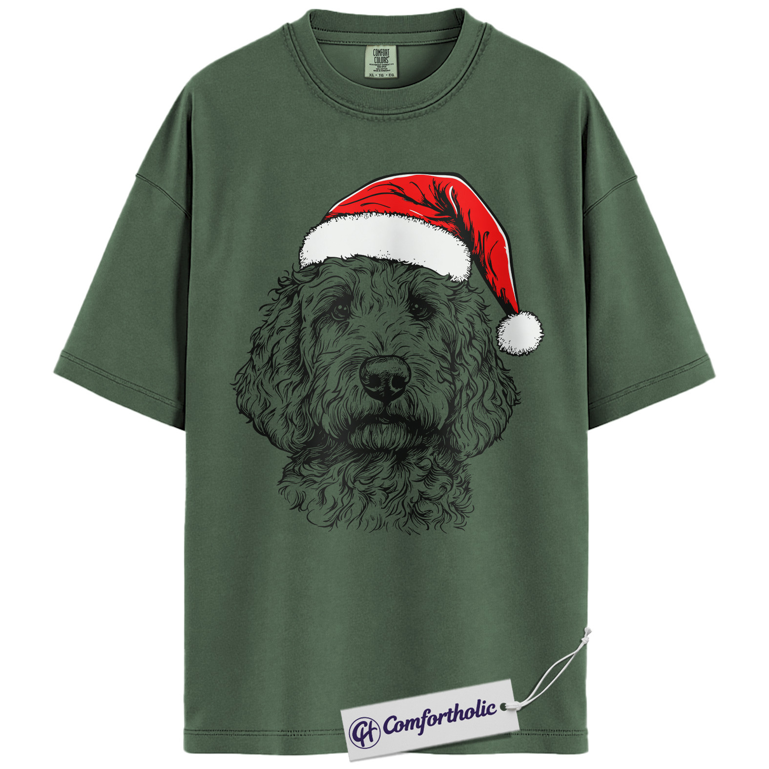 Goldendoodle Christmas Shirt, Santa Dog Holiday T-Shirt, Cute Doodle Lover Graphic Tee, Festive Gift for Dog Lovers, Christmas Comfort Colors Shirt - Image 5