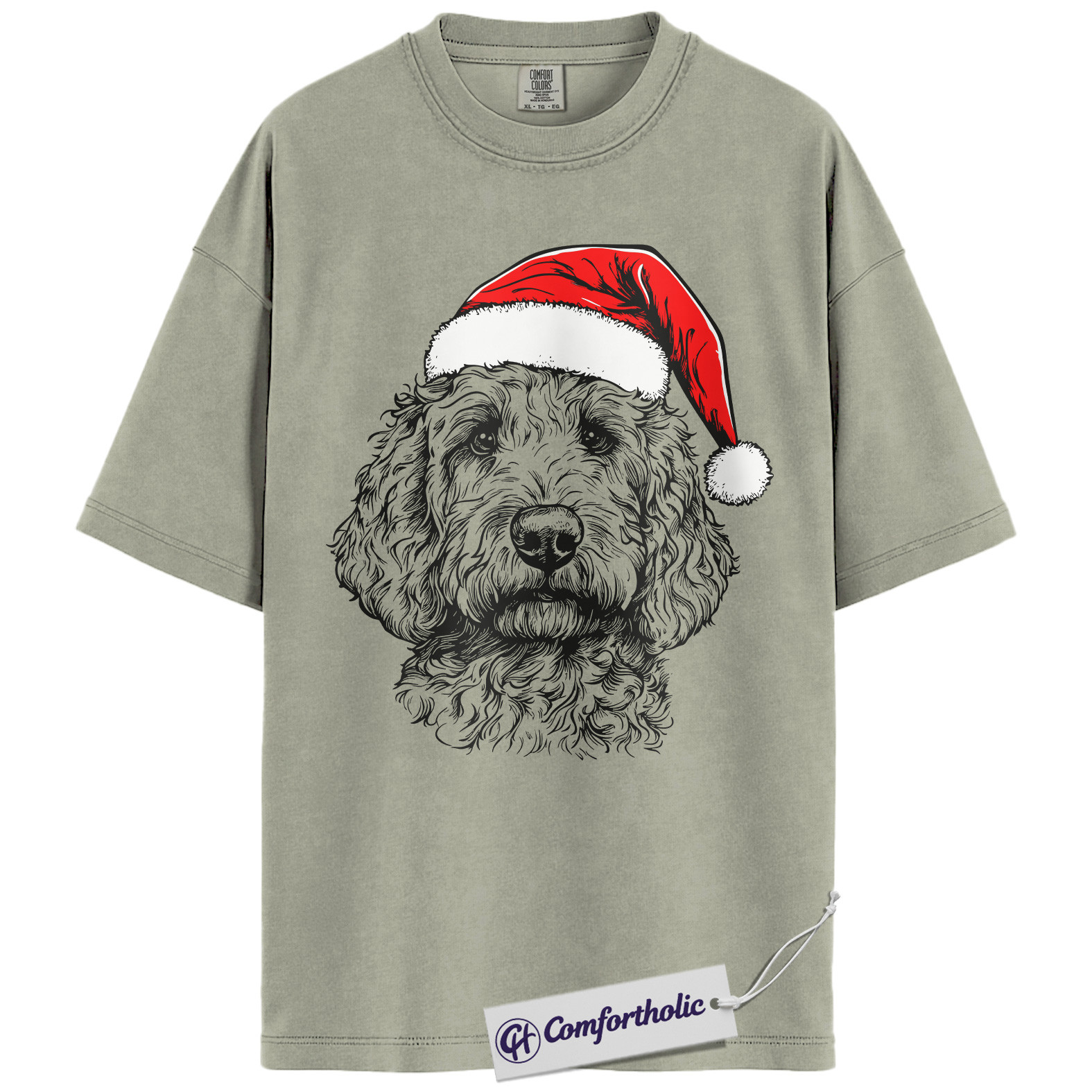 Goldendoodle Christmas Shirt, Santa Dog Holiday T-Shirt, Cute Doodle Lover Graphic Tee, Festive Gift for Dog Lovers, Christmas Comfort Colors Shirt - Image 6