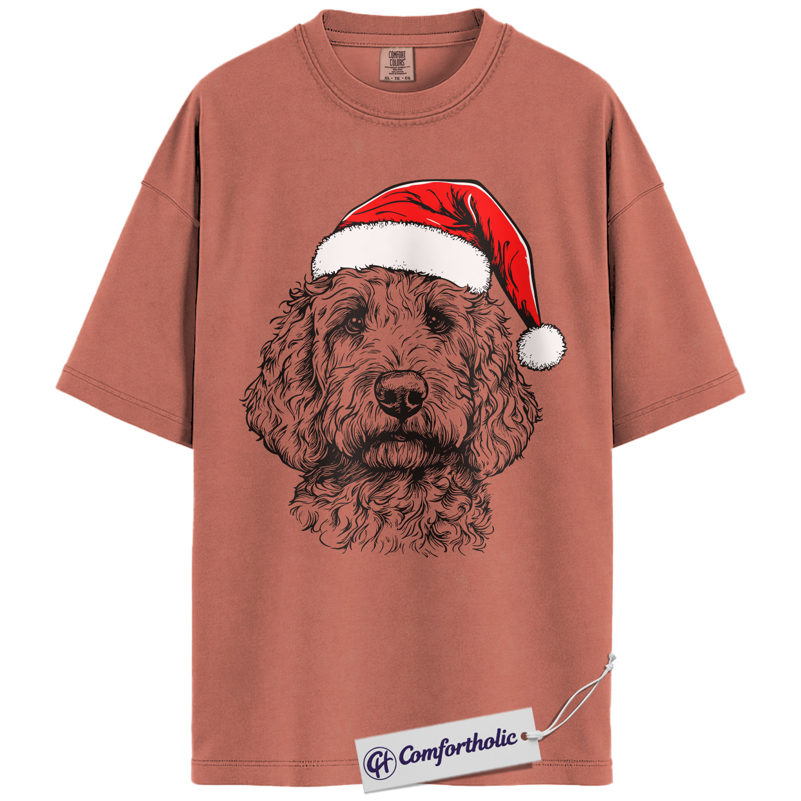 Goldendoodle Christmas Shirt, Santa Dog Holiday T-Shirt, Cute Doodle Lover Graphic Tee, Festive Gift for Dog Lovers, Christmas Comfort Colors Shirt - Image 7