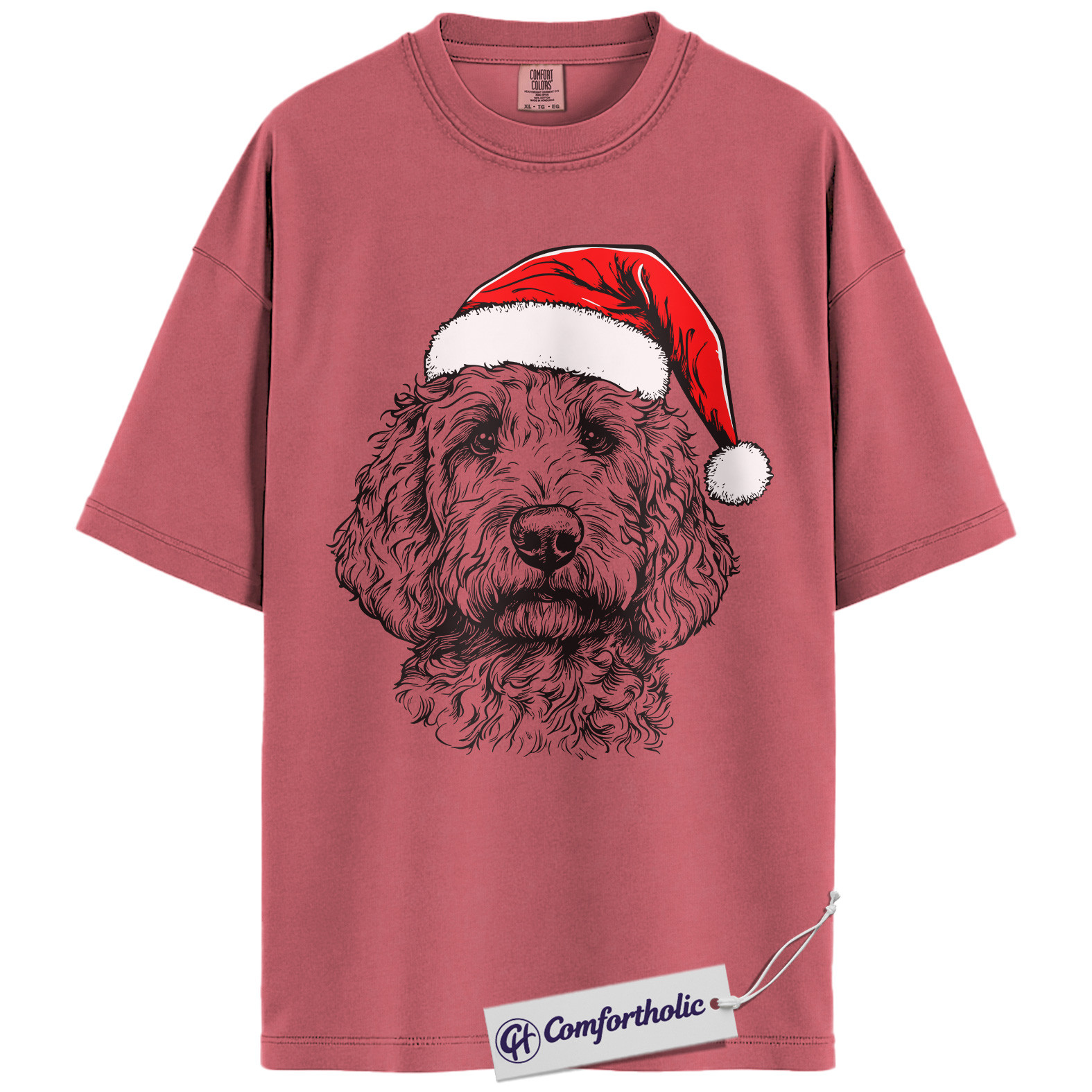 Goldendoodle Christmas Shirt, Santa Dog Holiday T-Shirt, Cute Doodle Lover Graphic Tee, Festive Gift for Dog Lovers, Christmas Comfort Colors Shirt - Image 9