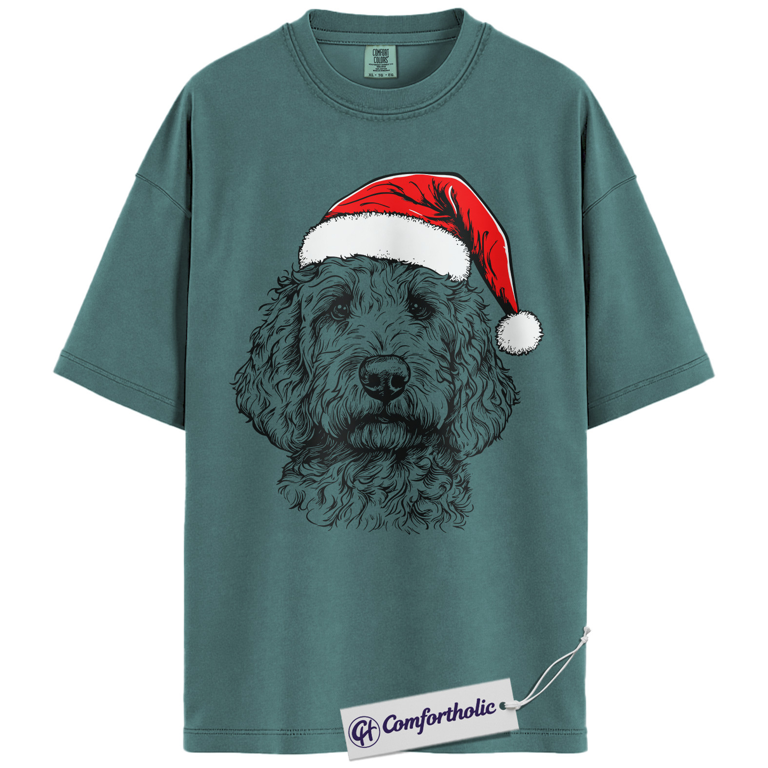 Goldendoodle Christmas Shirt, Santa Dog Holiday T-Shirt, Cute Doodle Lover Graphic Tee, Festive Gift for Dog Lovers, Christmas Comfort Colors Shirt - Image 11
