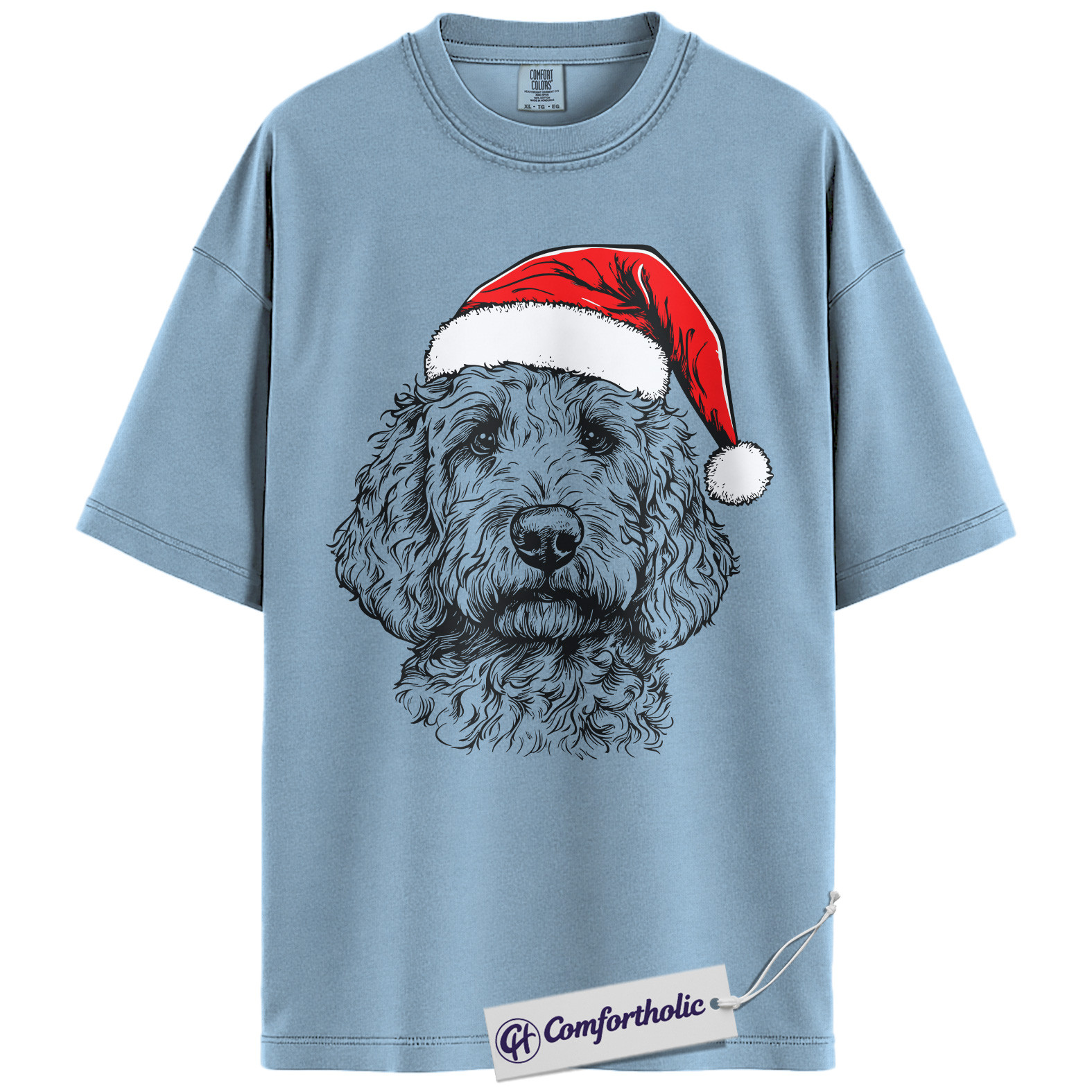 Goldendoodle Christmas Shirt, Santa Dog Holiday T-Shirt, Cute Doodle Lover Graphic Tee, Festive Gift for Dog Lovers, Christmas Comfort Colors Shirt - Image 14