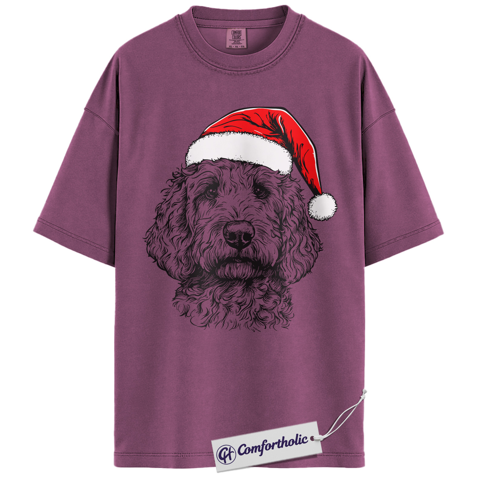 Goldendoodle Christmas Shirt, Santa Dog Holiday T-Shirt, Cute Doodle Lover Graphic Tee, Festive Gift for Dog Lovers, Christmas Comfort Colors Shirt - Image 15