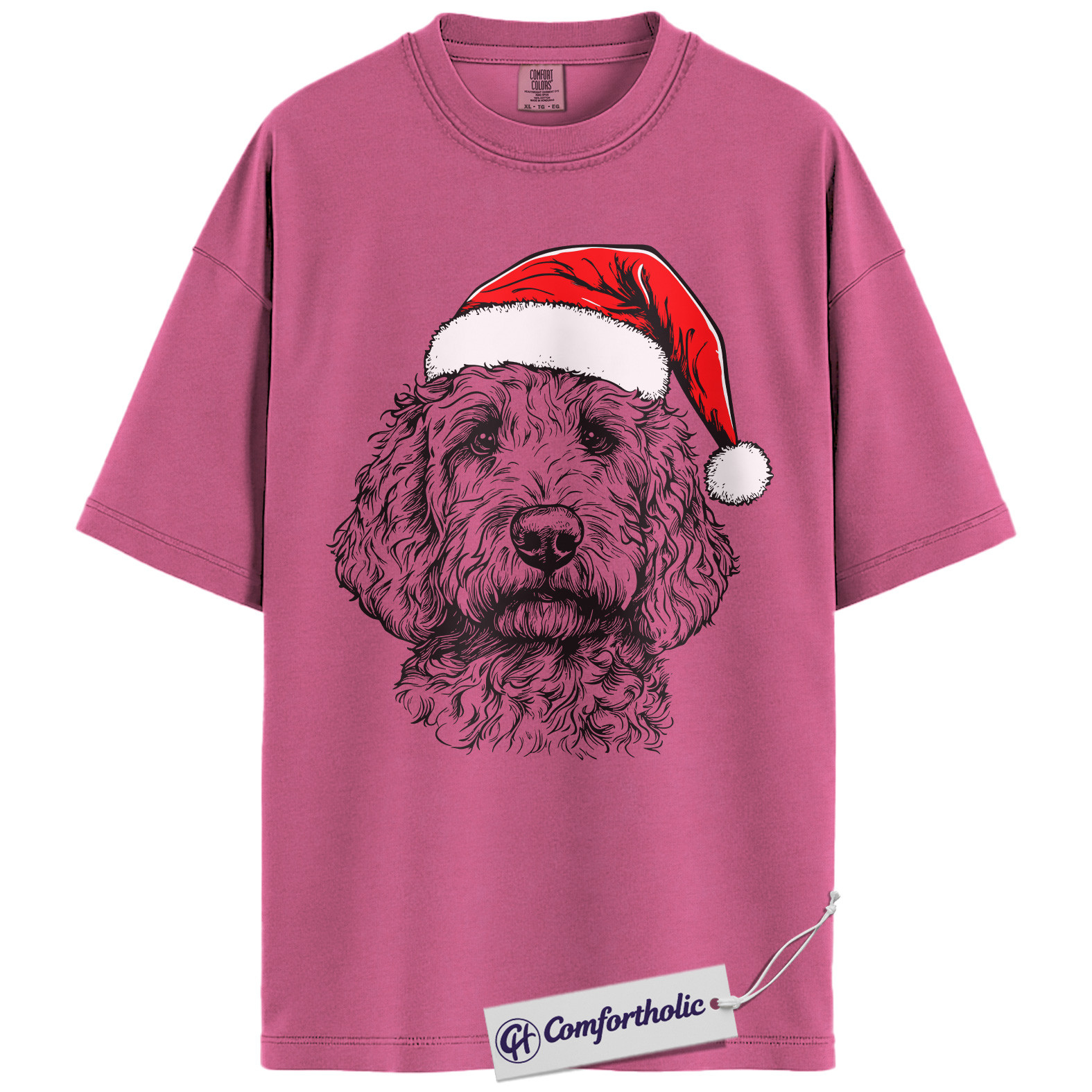 Goldendoodle Christmas Shirt, Santa Dog Holiday T-Shirt, Cute Doodle Lover Graphic Tee, Festive Gift for Dog Lovers, Christmas Comfort Colors Shirt - Image 16