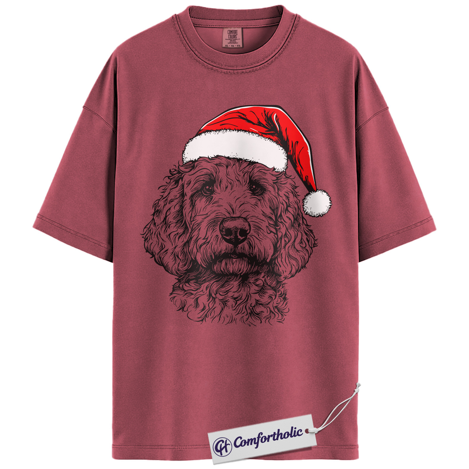 Goldendoodle Christmas Shirt, Santa Dog Holiday T-Shirt, Cute Doodle Lover Graphic Tee, Festive Gift for Dog Lovers, Christmas Comfort Colors Shirt - Image 18