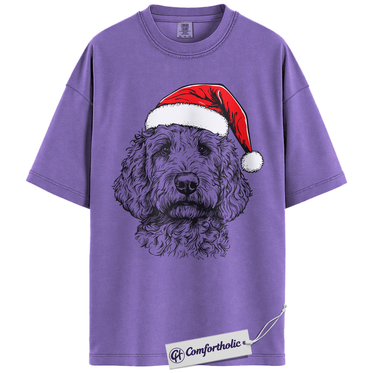 Goldendoodle Christmas Shirt, Santa Dog Holiday T-Shirt, Cute Doodle Lover Graphic Tee, Festive Gift for Dog Lovers, Christmas Comfort Colors Shirt - Image 20