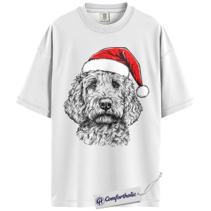 Alternative view of Goldendoodle Christmas Shirt, Santa Dog Holiday T-Shirt, Cute Doodle Lover Graphic Tee, Festive Gift for Dog Lovers, Christmas Comfort Colors Shirt