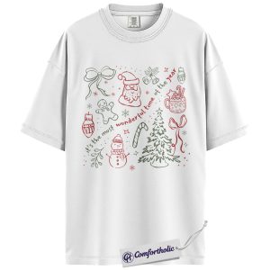 Alternative view of It’s the Most Wonderful Time of the Year Shirt, Vintage Hand Drawn Christmas T-Shirt, Minimalist Holiday Graphic Tee, Gift for Christmas Lovers, Christmas Comfort Colors Shirt