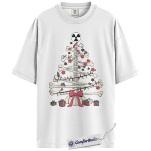 Alternative view of Radiology Christmas Tree Shirt, Funny X-Ray Tech Holiday T-Shirt, Medical Radiologic Technologist Humor Graphic Tee, Gift for Healthcare Workers, Christmas Comfort Colors Shirt