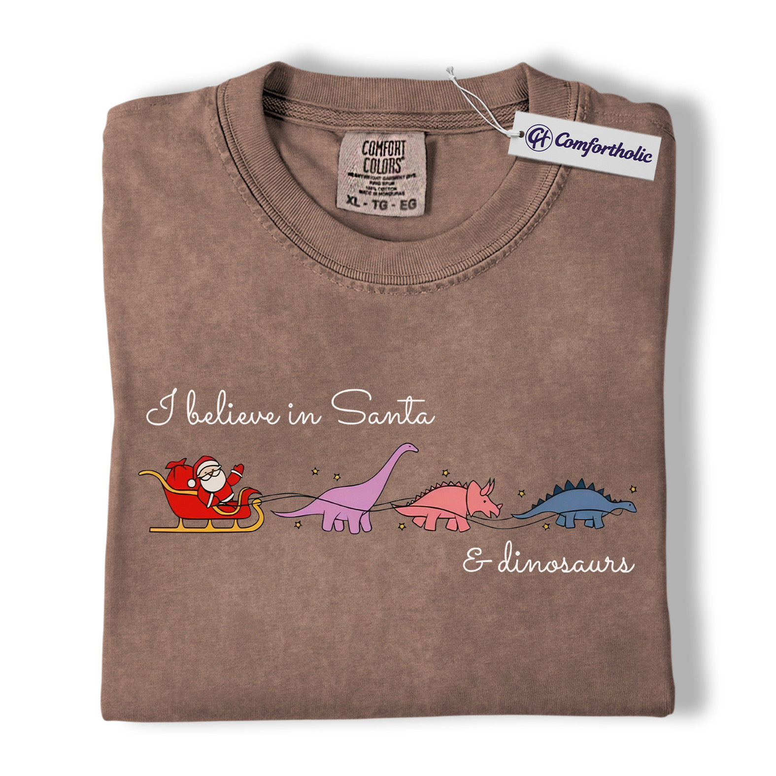 I Believe in Santa and Dinosaurs Shirt, Funny Dinosaur Christmas T-Shirt, Cute Santa Dino Graphic Tee, Whimsical Holiday Gift for Dinosaur Lovers, Christmas Comfort Colors Shirt - Image 19