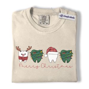Dental Christmas Shirt, Dentist Holiday T-Shirt, Tooth Graphic Tee, Funny Dental Hygienist Gift, Christmas Comfort Colors Shirt
