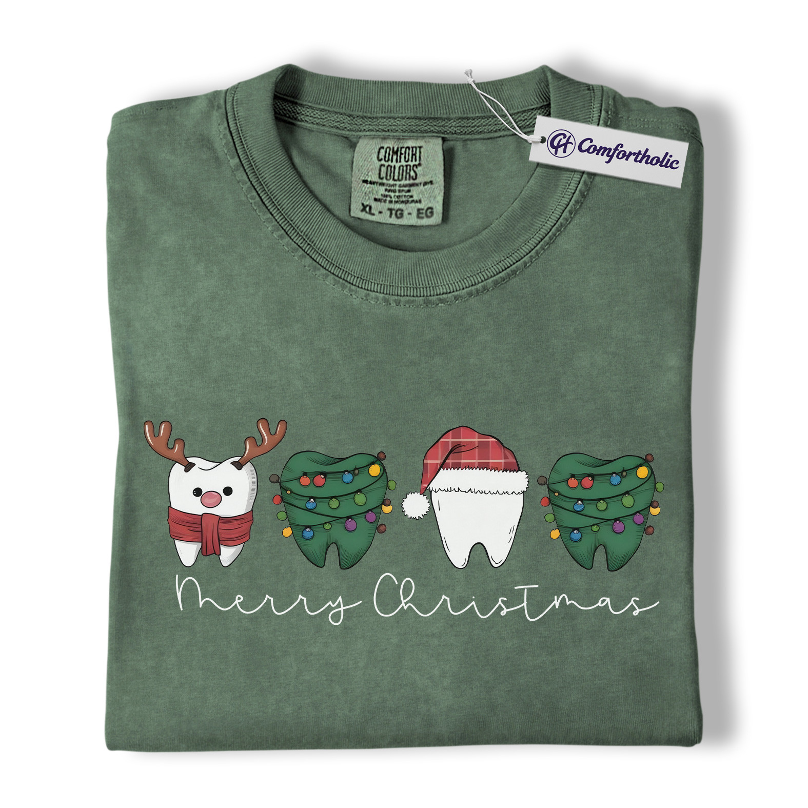 Dental Christmas Shirt, Dentist Holiday T-Shirt, Tooth Graphic Tee, Funny Dental Hygienist Gift, Christmas Comfort Colors Shirt - Image 5