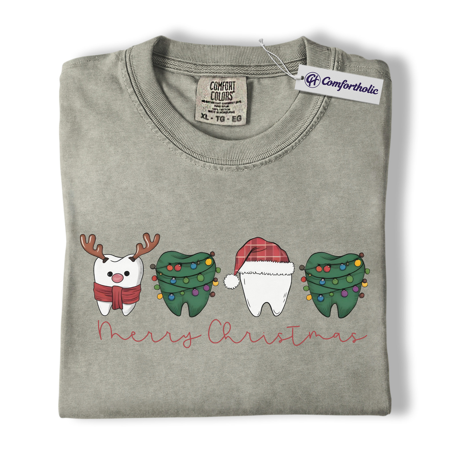 Dental Christmas Shirt, Dentist Holiday T-Shirt, Tooth Graphic Tee, Funny Dental Hygienist Gift, Christmas Comfort Colors Shirt - Image 6