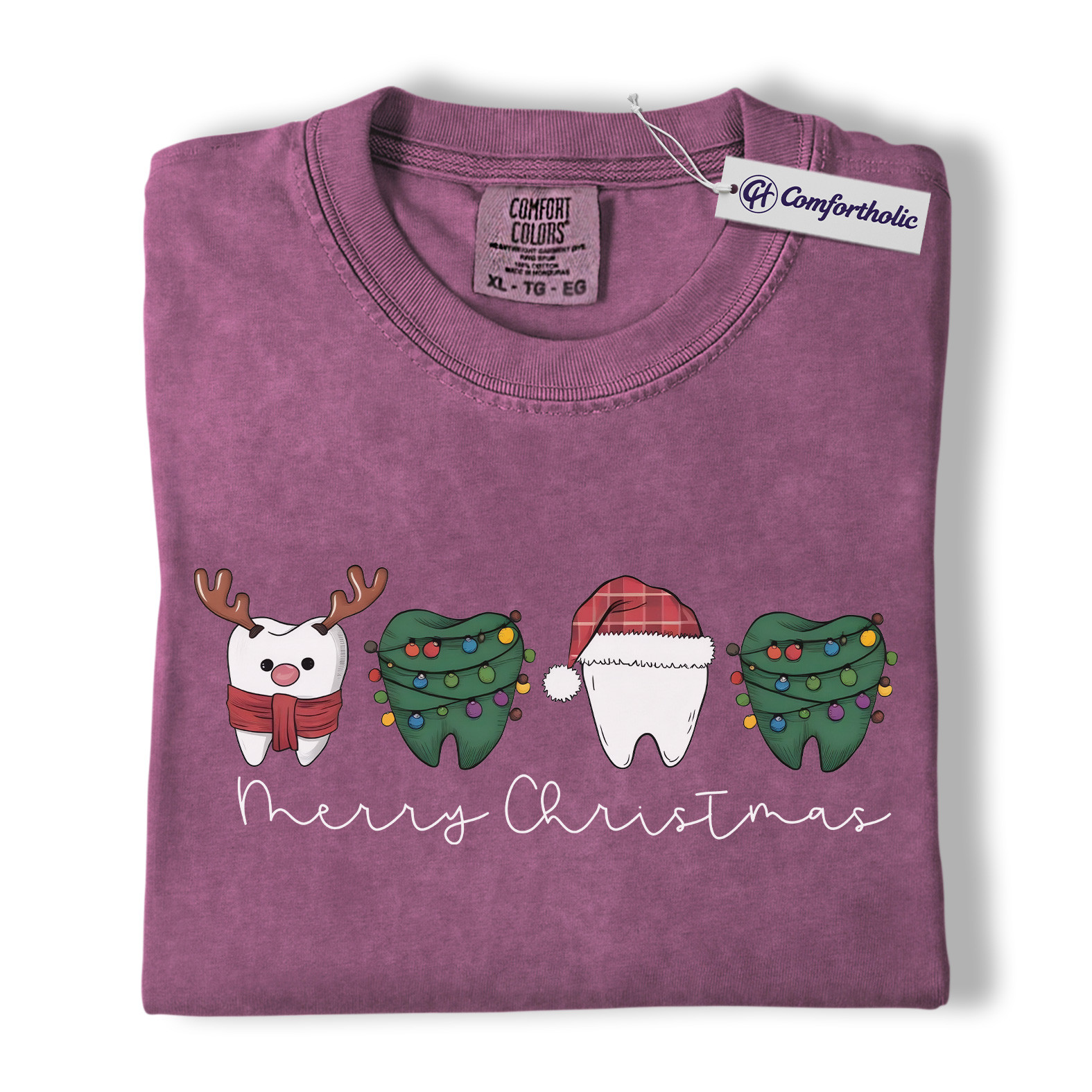 Dental Christmas Shirt, Dentist Holiday T-Shirt, Tooth Graphic Tee, Funny Dental Hygienist Gift, Christmas Comfort Colors Shirt - Image 15