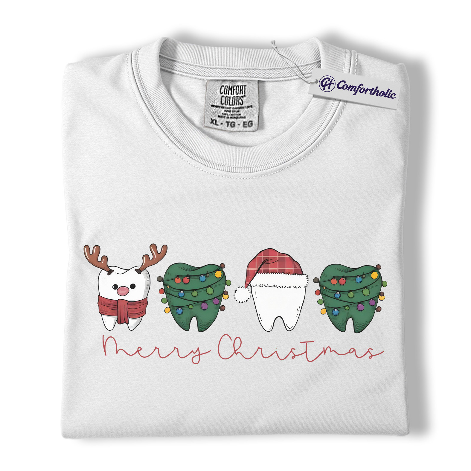 Dental Christmas Shirt, Dentist Holiday T-Shirt, Tooth Graphic Tee, Funny Dental Hygienist Gift, Christmas Comfort Colors Shirt - Image 2