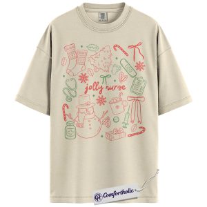 Jolly Nurse Christmas Shirt, Funny Medical Worker Holiday T-Shirt, Cute Snowman Healthcare Graphic Tee, Festive Gift for Nurses, Christmas Comfort Colors Shirt