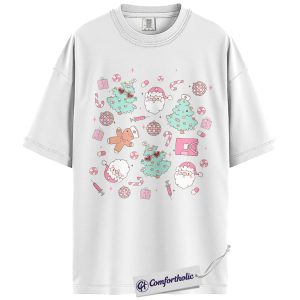 Alternative view of Funny Nurse Christmas Shirt, Cute Medical Worker Holiday T-Shirt, Pastel Santa and Tree Graphic Tee, Festive Gift for Nurses, Christmas Comfort Colors Shirt