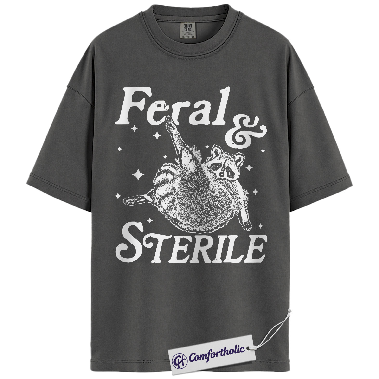 Feral and Sterile Shirt, Funny Raccoon Animal Rescue T-Shirt, Spay Neuter Awareness Graphic Tee, Gift for Animal Lovers, Comfort Colors Shirt - Image 4