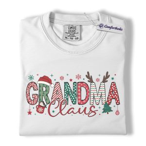 Alternative view of Grandma Claus Shirt, Christmas Grandma T-Shirt, Festive Holiday Family Graphic Tee, Cute Christmas Gift for Grandma,Christmas Comfort Colors Shirt