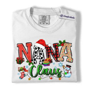 Alternative view of Nana Claus Shirt, Christmas Grandma T-Shirt, Festive Holiday Family Graphic Tee, Cute Christmas Gift for Nana, Christmas Comfort Colors Shirt