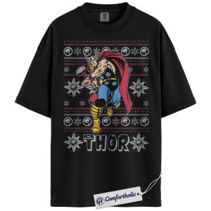Thor Shirt, Christmas Shirt, Marvel Comics Graphic Tee, Comfort Colors Shirt