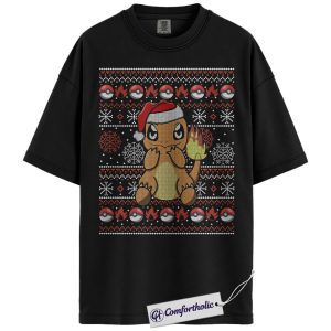 Charmander Shirt, Pokemon Shirt, PKM Shirt, Christmas Shirt, Anime Graphic Tee, Comfort Colors Shirt