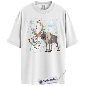 Alternative view of Olaf Shirt, Sven Shirt, Frozen Shirt, Animated Graphic Tee, Comfort Colors Shirt