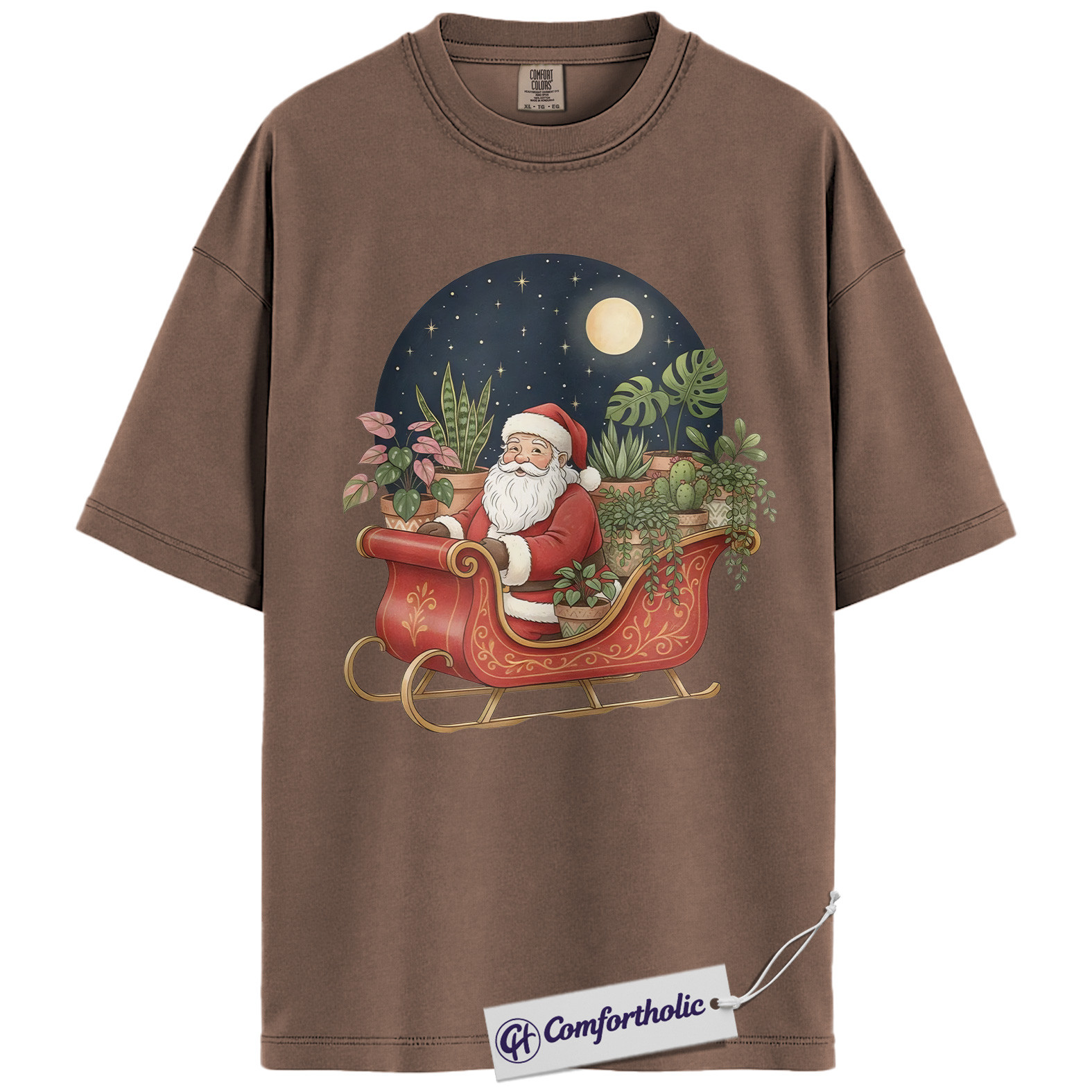 Santa Plant Sleigh Shirt, Plant Lover Christmas T-Shirt, Cute Botanical Holiday Illustration Graphic Tee, Festive Christmas Gift for Plant Moms, Christmas Comfort Colors Shirt - Image 19