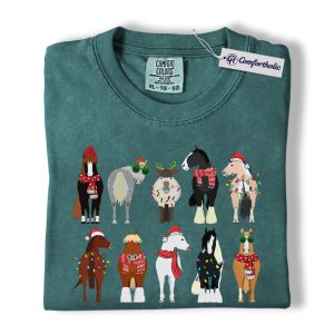 Christmas Horse Shirt, Farm Animal Holiday T-Shirt, Funny Equestrian Graphic Tee, Cute Gift for Horse Lovers, Christmas Comfort Colors Shirt