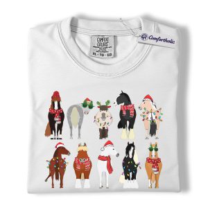 Alternative view of Christmas Horse Shirt, Farm Animal Holiday T-Shirt, Funny Equestrian Graphic Tee, Cute Gift for Horse Lovers, Christmas Comfort Colors Shirt