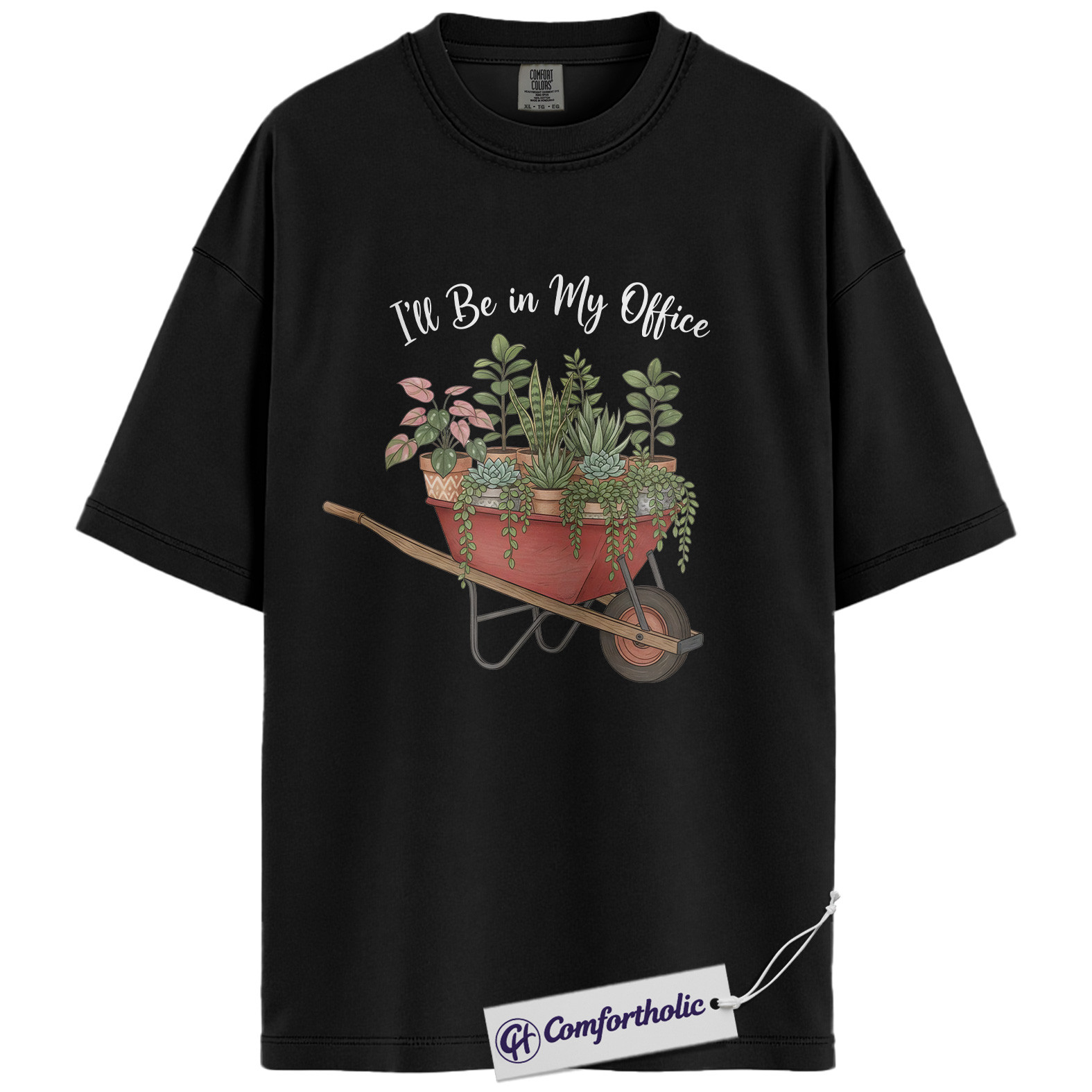 I’ll Be in My Office Shirt, Plant Lover Gardening T-Shirt, Cute Botanical Wheelbarrow Graphic Tee, Gift for Plant Moms, Comfort Colors Shirt - Image 3