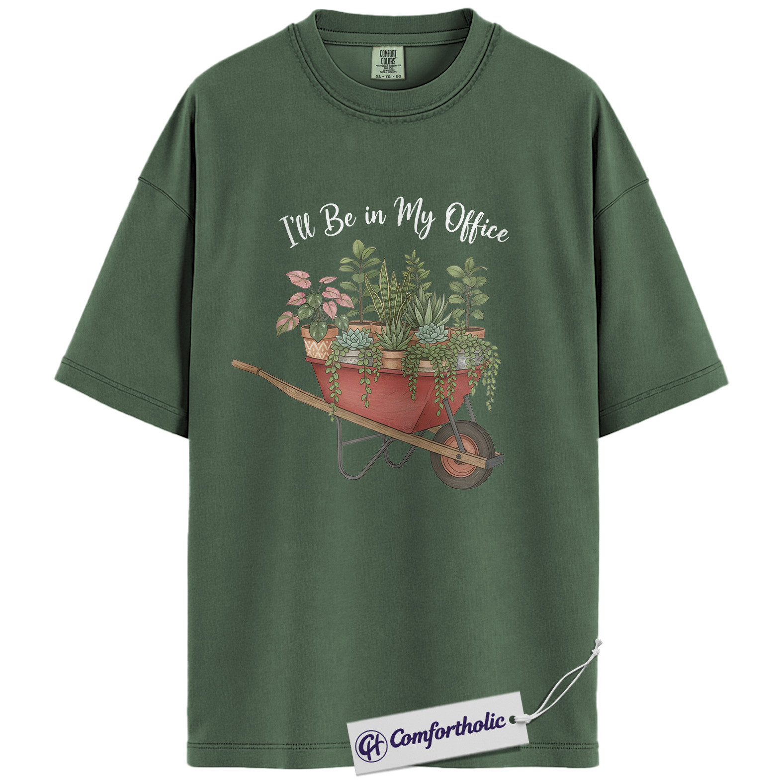 I’ll Be in My Office Shirt, Plant Lover Gardening T-Shirt, Cute Botanical Wheelbarrow Graphic Tee, Gift for Plant Moms, Comfort Colors Shirt - Image 5