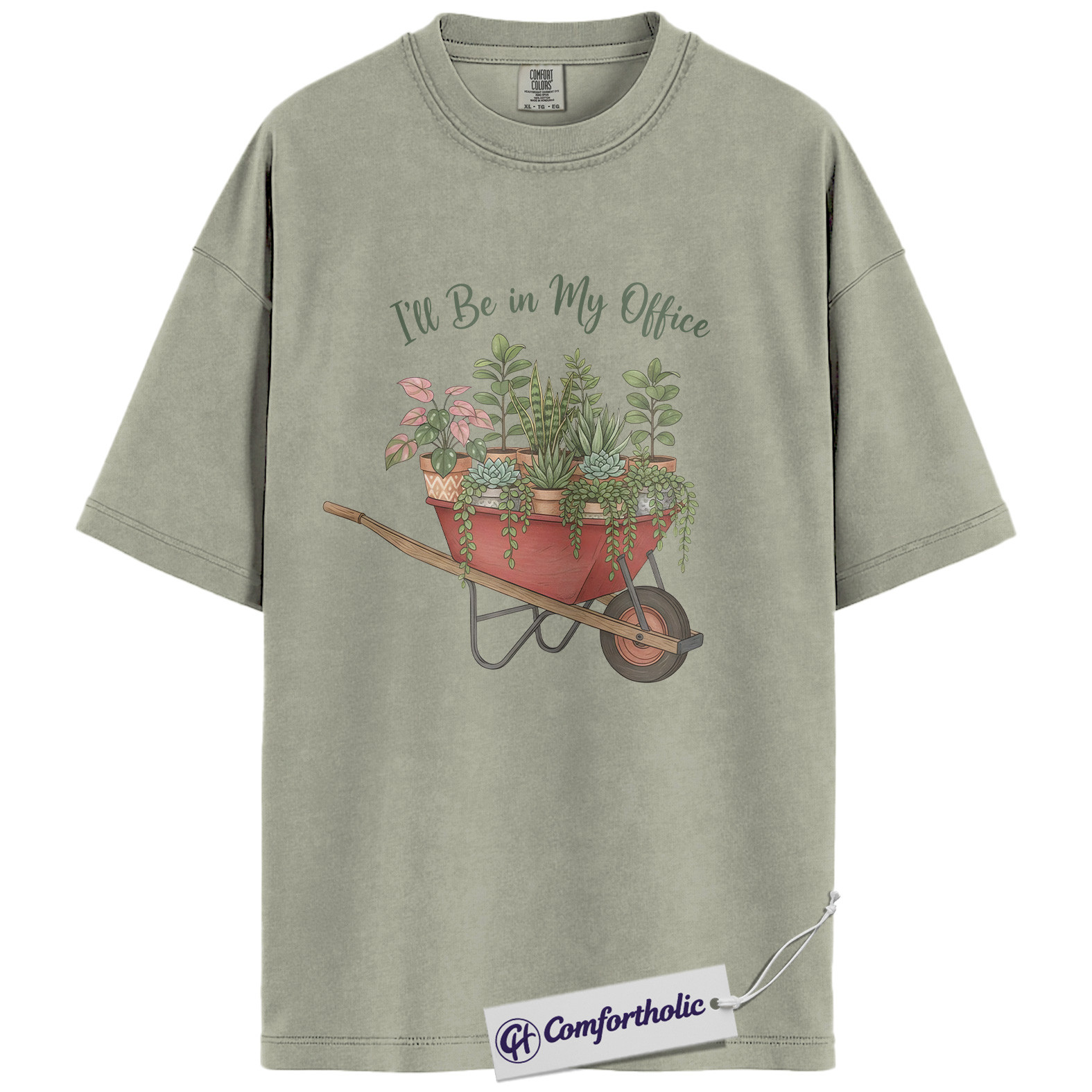 I’ll Be in My Office Shirt, Plant Lover Gardening T-Shirt, Cute Botanical Wheelbarrow Graphic Tee, Gift for Plant Moms, Comfort Colors Shirt - Image 6