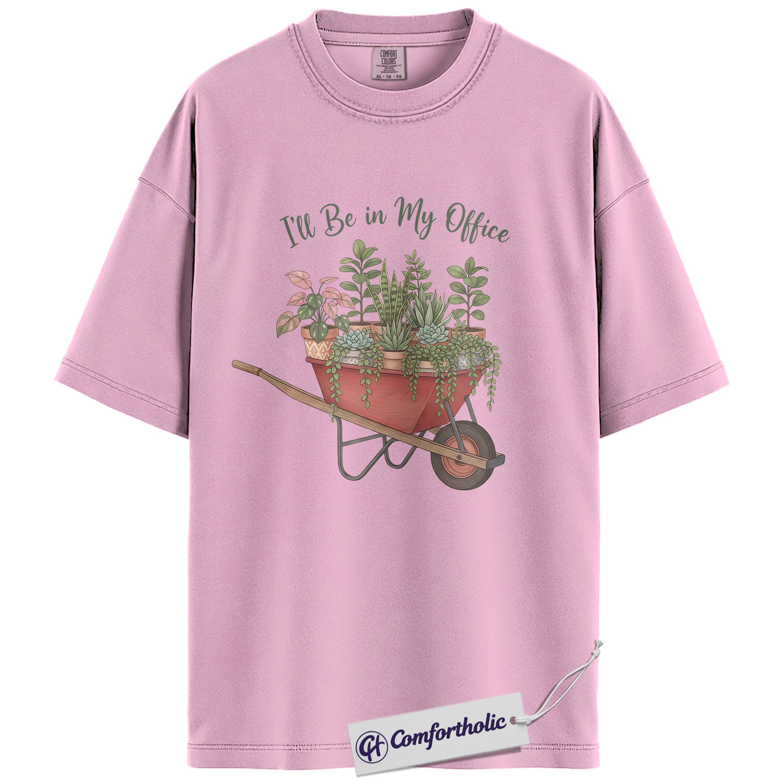 I’ll Be in My Office Shirt, Plant Lover Gardening T-Shirt, Cute Botanical Wheelbarrow Graphic Tee, Gift for Plant Moms, Comfort Colors Shirt - Image 8