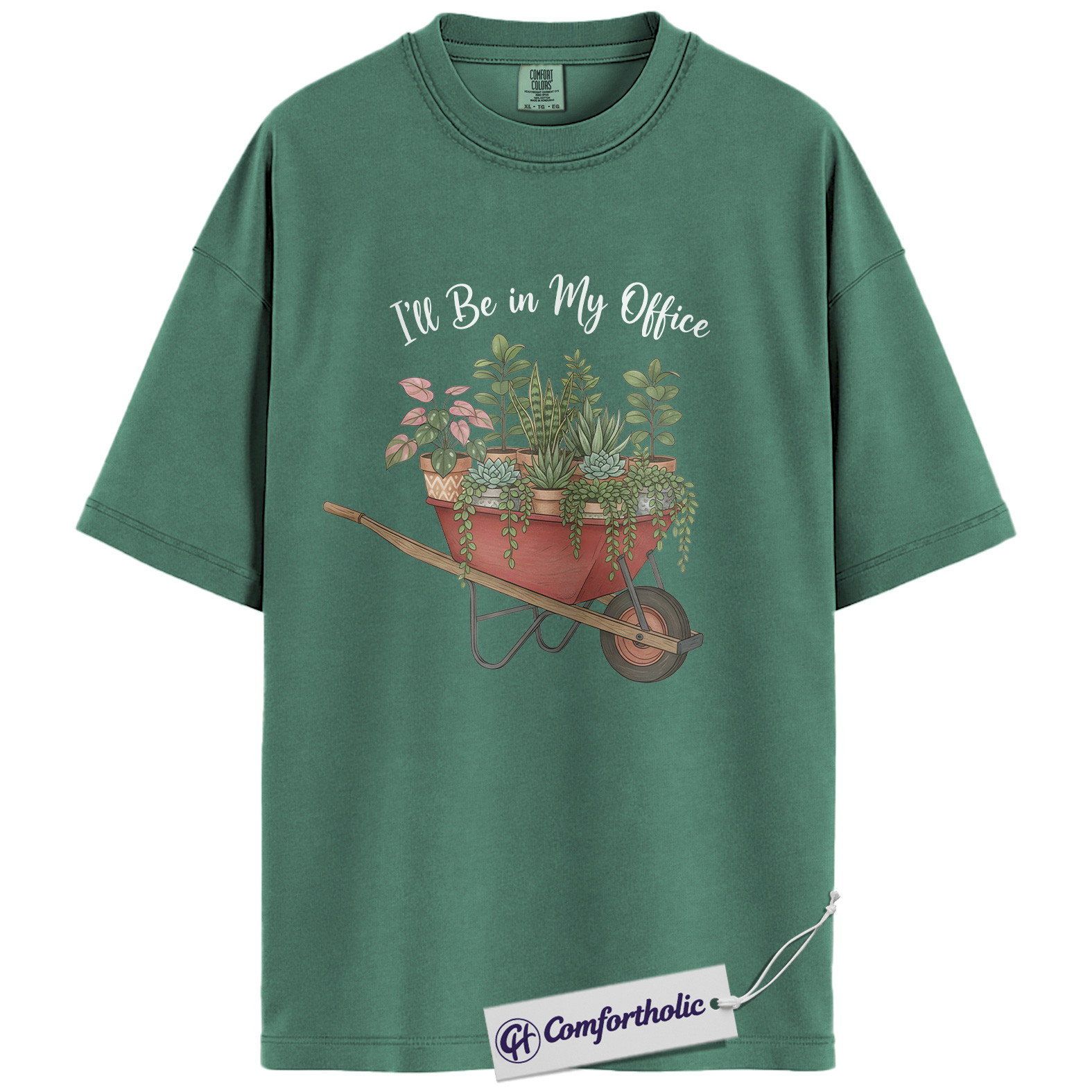 I’ll Be in My Office Shirt, Plant Lover Gardening T-Shirt, Cute Botanical Wheelbarrow Graphic Tee, Gift for Plant Moms, Comfort Colors Shirt - Image 10