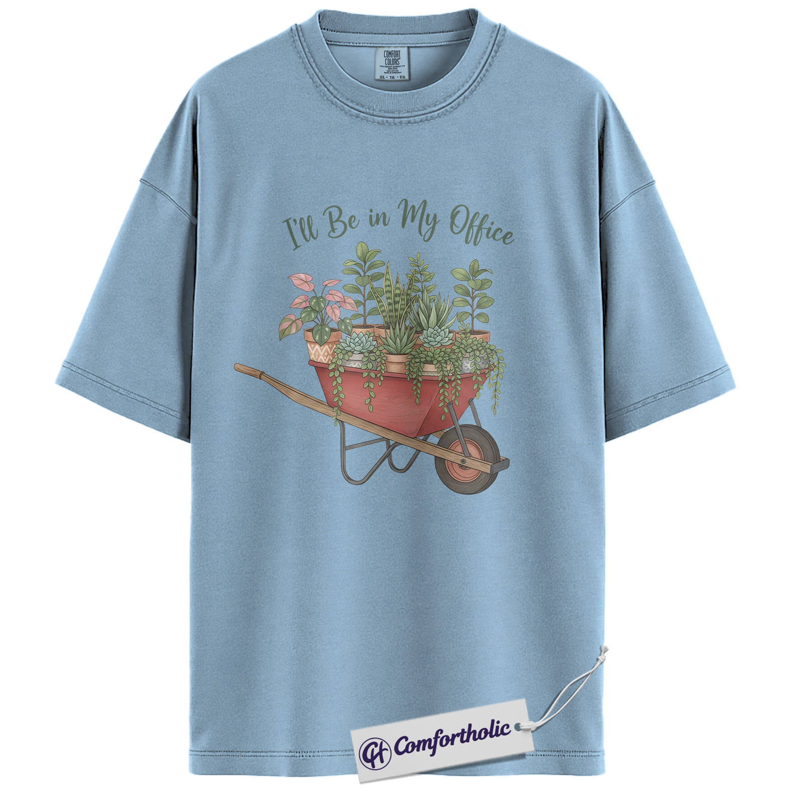 I’ll Be in My Office Shirt, Plant Lover Gardening T-Shirt, Cute Botanical Wheelbarrow Graphic Tee, Gift for Plant Moms, Comfort Colors Shirt - Image 14